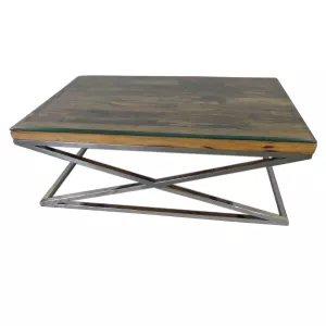 Salontafel - Railway Wood - Incl. Glasplaat