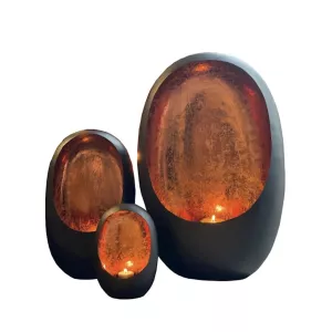Rapa Egg Windlicht -Copper Set van 3