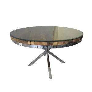 Eettafel - Railway Wood - Incl. Glasplaat
