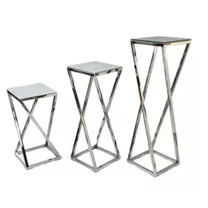 Bijzettafel Fiori - Set van 3 - Zilver/Transparant