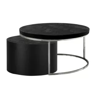 Salontafel Black Bonito - Doblo Blok Zilver - Set van 2