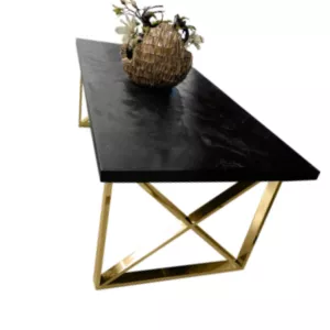 Eettafel Black Bonito – Visgraat Look – Rixos Poot Goud 200 x 90 x 75 cm