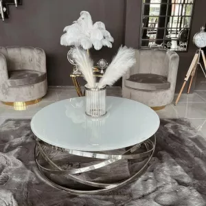 Salontafel Calvin Zilver - Wit (Glas)