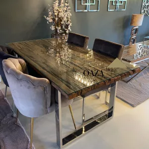 Eettafel Sleeperwood – U Poot Zilver – 180 x 90 x 75 cm