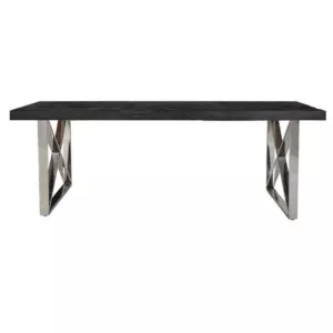 Eettafel Black Bonito – Visgraat Look – Rixos Poot Zilver 200 x 90 x 75 cm