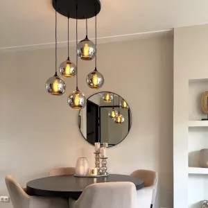 Bollen Hanglamp Smoke Glass – 5 Lichts Rond