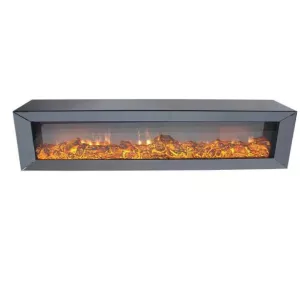 Tv-Meubel Spiegelglas - Incl. Sfeerhaard Antraciet