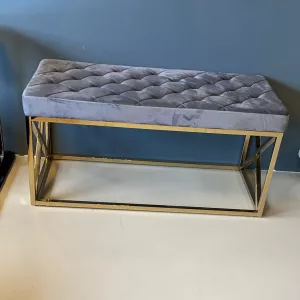 Velvet Halbankje X-poot - Antraciet/Goud