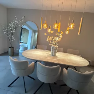 Eettafel Dubai Beige/Grijs Ovaal