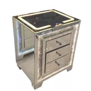 Nachtkast Diamond Zilver - Incl. Licht + Oplaadfunctie