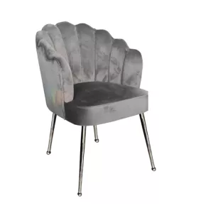 Schelpstoel Papatya Velvet Grijs/Zilver