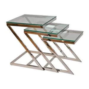 Bijzettafel Poro Zilver – set van 3