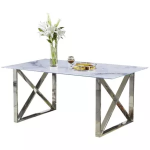 Eettafel Rixos Wit Glas 160 x 90 x 75 cm