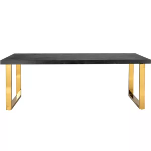 Eettafel Black Bonito – Visgraat Look – U Poot Goud 200 x 90 x 75 cm
