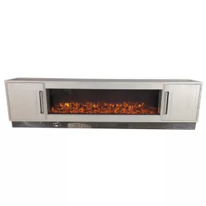 Tv - Meubel met Sfeerhaard - White Veneer / Silver