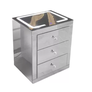 Nachtkast Crystal Zilver - Incl. Licht + Oplaadfunctie