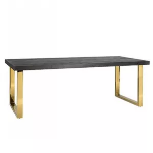 Eettafel Black Bonito - Visgraat Look - U Poot Goud 240 x 100 x 75 cm