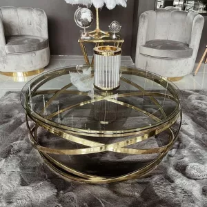 Salontafel Calvin Goud - Transparant Glas