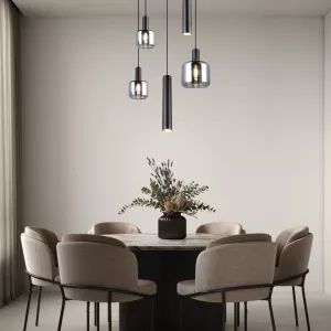 Hanglamp Rio Rond - Zwart / Smoke Glass