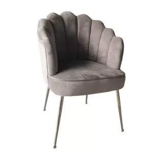 Schelpstoel Papatya Velvet Zilver/Khaki Taupe
