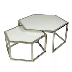 Salontafel Cornilo - Zilver/Wit
