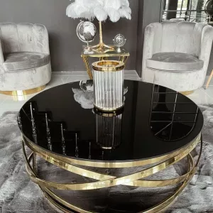 Salontafel Calvin Goud - Zwart (Glas)