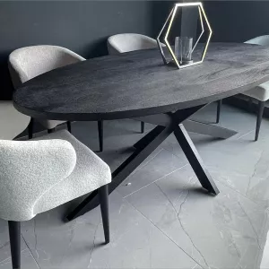 Eettafel Aisel - Black Wood - Ovaal 180 x 100 cm