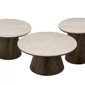 Salontafel Walnut 3 Delig  - Travertin Keramiek