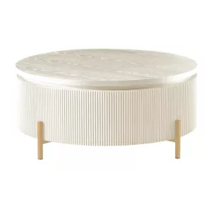 Salontafel Foster Fineer Rond - Crème/ Goud 