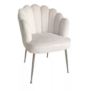 Schelpstoel Papatya Bouclé Zilver/Wit