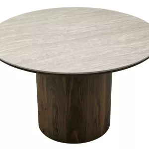 Eettafel Walnut Rond - Travertin Keramiek