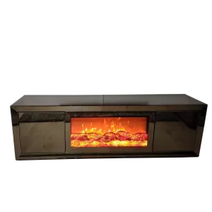 Tv - Meubel Spiegelglas - Inclusief Sfeerhaard - Sepia (rosé)