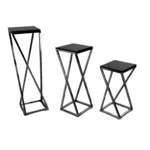 Bijzettafel Fiori - Set van 3 - Zilver/Zwart