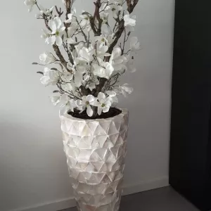 Mother of Pearl Schelpenvaas 77 cm - Eric Kuster Stijl – Wit/creme
