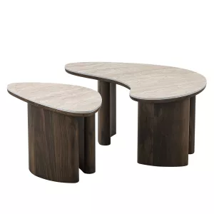 Salontafel Walnut Curve - Travertin Keramiek