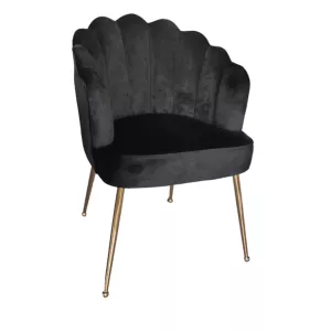 Schelpstoel Papatya Velvet Goud/Zwart