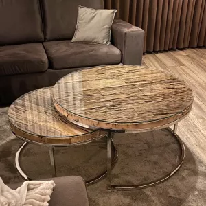 Salontafel Sleeperwood Incl. Glasplaten – Doblo – set van 2