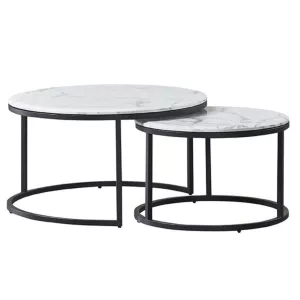 Salontafel Doblo Messina - Mat Zwart/Marmer