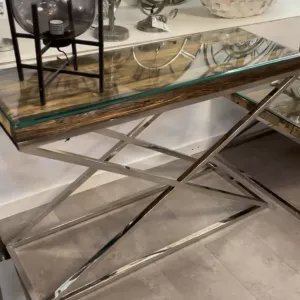 Sidetable - Railway Wood - incl. glasplaat