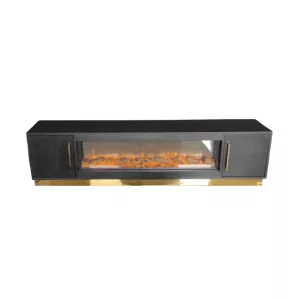 Tv - Meubel met Sfeerhaard - Black Veneer/Gold