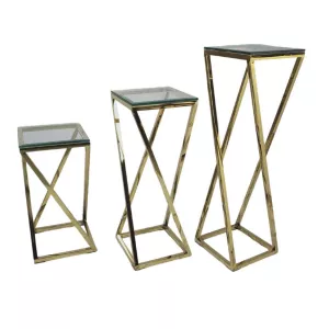 Bijzettafel Fiori - Set van 3 - Goud/Transparant