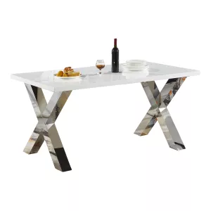 Eettafel Magnum Zilver/Goud – Wit 160 x 90 x 75 cm
