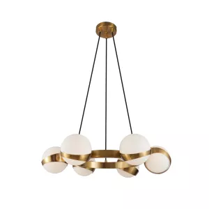 Hanglamp Celine Opaal Glas - 6 lichts Rond