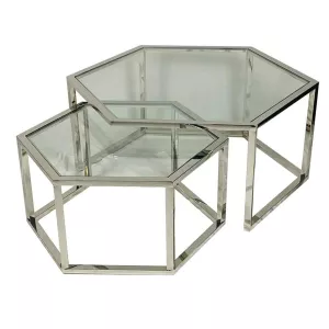 Salontafel Cornilo - Zilver/Transparant Glas