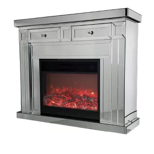 Tv-dressoir Azra - Zilver - Incl. Sfeerhaard